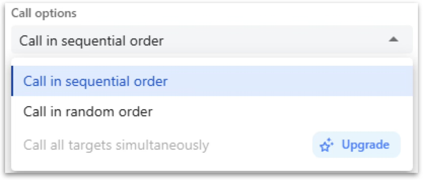 Call options: sequential, random, or all targets simultaneously