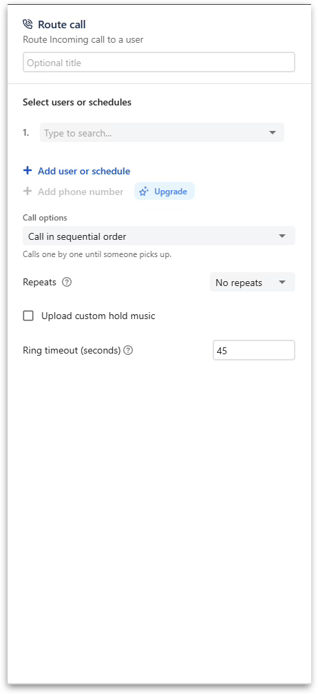 Route call node configuration